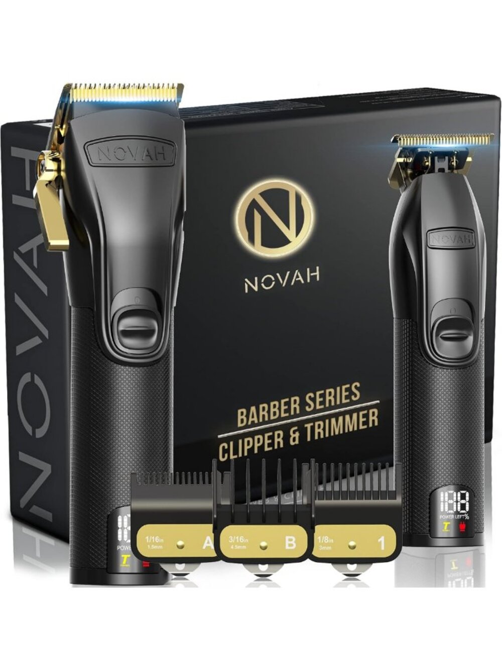 Professional Cordless Hair Clippers & Trimmer Set for Men - Barber Fade Kit